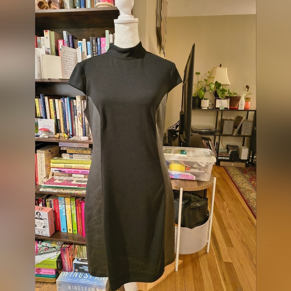 Classic Vintage Joseph Ribcoff Black Mock-Neck Cap-Sleeve Dress